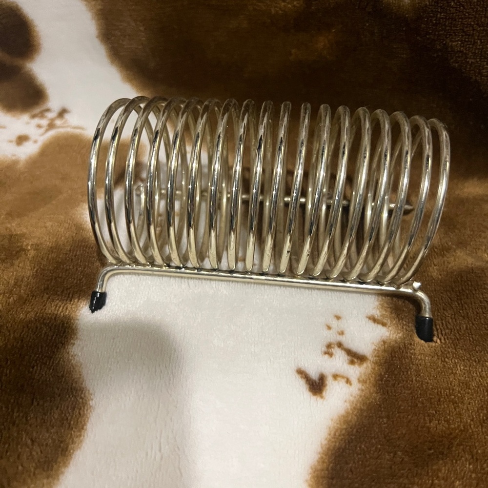 Vintage MCM light gold 45 rpm record rack or letter holder 3”